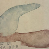Anna Erb Was Born May 6, 1848, Very Gentle PA Watercolor Bird in Period Frame with Original Glass, As Found