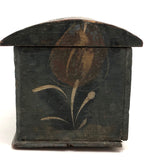 Early 19th C. Tulip Painted Minature Blanket Chest (Loss along Front Edge)
