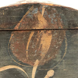 Early 19th C. Tulip Painted Minature Blanket Chest (Loss along Front Edge)