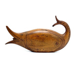 Many Mouthed 19th Century Treen Fish Shaped Snuff Box with Finely Incised Decoration and Hinged Belly