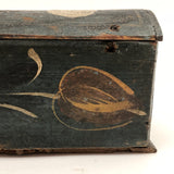 Early 19th C. Tulip Painted Minature Blanket Chest (Loss along Front Edge)