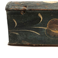 Early 19th C. Tulip Painted Minature Blanket Chest (Loss along Front Edge)