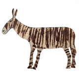 Stripes Obscuring Letters, Antique Cutout Watercolor Zebra on Penmanship Practice Scrap