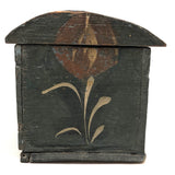 Early 19th C. Tulip Painted Minature Blanket Chest (Loss along Front Edge)