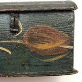 Early 19th C. Tulip Painted Minature Blanket Chest (Loss along Front Edge)