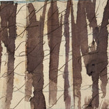 Stripes Obscuring Letters, Antique Cutout Watercolor Zebra on Penmanship Practice Scrap