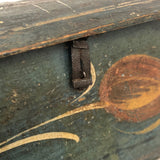 Early 19th C. Tulip Painted Minature Blanket Chest (Loss along Front Edge)