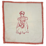 Pensive Girl, Sweet Old Embroidered Flour Sack Quilt Square