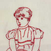 Pensive Girl, Sweet Old Embroidered Flour Sack Quilt Square