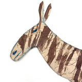 Stripes Obscuring Letters, Antique Cutout Watercolor Zebra on Penmanship Practice Scrap