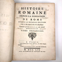 Roman History Vol. III, 1752, Huge French Secret Compartment Book Box with Gorgeous Marbled Endpapers