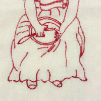 Pensive Girl, Sweet Old Embroidered Flour Sack Quilt Square