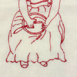Pensive Girl, Sweet Old Embroidered Flour Sack Quilt Square