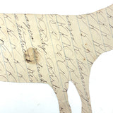 Stripes Obscuring Letters, Antique Cutout Watercolor Zebra on Penmanship Practice Scrap