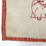 Pensive Girl, Sweet Old Embroidered Flour Sack Quilt Square