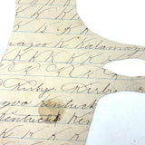 Stripes Obscuring Letters, Antique Cutout Watercolor Zebra on Penmanship Practice Scrap