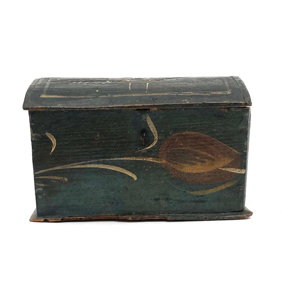 Early 19th C. Tulip Painted Minature Blanket Chest (Loss along Front Edge)