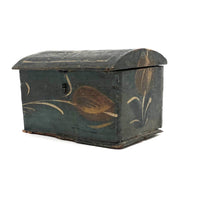 Early 19th C. Tulip Painted Minature Blanket Chest (Loss along Front Edge)