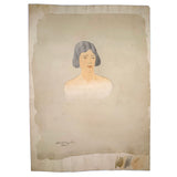Samuel Wood Gaylor, Lovely, Delicate Watercolor Portrait of Young Woman, 1920