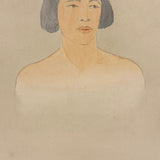 Samuel Wood Gaylor, Lovely, Delicate Watercolor Portrait of Young Woman, 1920