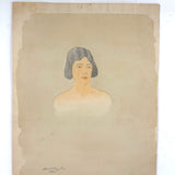 Samuel Wood Gaylor, Lovely, Delicate Watercolor Portrait of Young Woman, 1920