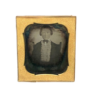 Daguerreotype of Child in Plaid Vest with Strange Hands in Fine Thermoplastic Case