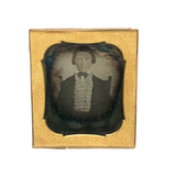 Daguerreotype of Child in Plaid Vest with Strange Hands in Fine Thermoplastic Case