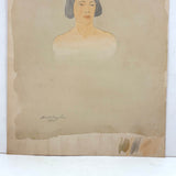 Samuel Wood Gaylor, Lovely, Delicate Watercolor Portrait of Young Woman, 1920