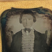 Daguerreotype of Child in Plaid Vest with Strange Hands in Fine Thermoplastic Case