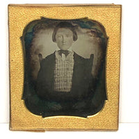 Daguerreotype of Child in Plaid Vest with Strange Hands in Fine Thermoplastic Case