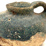 Ancient Persian Seljuk Blue/Turquoise Glazed Terracotta Oil Lamp, c. 10th to 12th Century AD