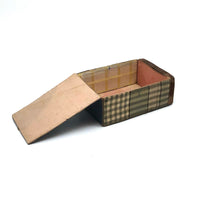 Lovely and Smart Antique Silk Covered Color-blocked Folk Art Sewing Box