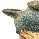 Ancient Persian Seljuk Blue/Turquoise Glazed Terracotta Oil Lamp, c. 10th to 12th Century AD