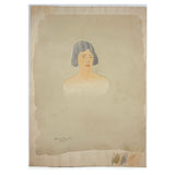 Samuel Wood Gaylor, Lovely, Delicate Watercolor Portrait of Young Woman, 1920