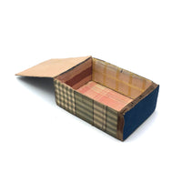 Lovely and Smart Antique Silk Covered Color-blocked Folk Art Sewing Box