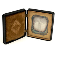 Daguerreotype of Child in Plaid Vest with Strange Hands in Fine Thermoplastic Case