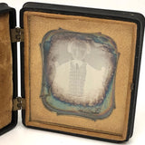 Daguerreotype of Child in Plaid Vest with Strange Hands in Fine Thermoplastic Case