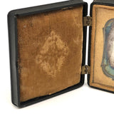 Daguerreotype of Child in Plaid Vest with Strange Hands in Fine Thermoplastic Case