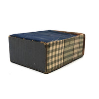 Lovely and Smart Antique Silk Covered Color-blocked Folk Art Sewing Box