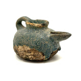 Ancient Persian Seljuk Blue/Turquoise Glazed Terracotta Oil Lamp, c. 10th to 12th Century AD