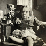 SOLD Pinocchio Patsy (with Bunny in Lap), Artfully Composed and Full of Attitude Captioned Photo