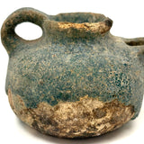 Ancient Persian Seljuk Blue/Turquoise Glazed Terracotta Oil Lamp, c. 10th to 12th Century AD