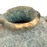 Ancient Persian Seljuk Blue/Turquoise Glazed Terracotta Oil Lamp, c. 10th to 12th Century AD