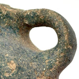 Ancient Persian Seljuk Blue/Turquoise Glazed Terracotta Oil Lamp, c. 10th to 12th Century AD