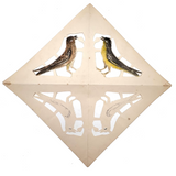 Two Birds, Four Birds, Earlier 20th Century Paper Cut with Watercolor and Ink