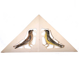 Two Birds, Four Birds, Earlier 20th Century Paper Cut with Watercolor and Ink