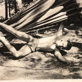 Fallen, Young Man in Shorts with Hammock Vintage Snapshot