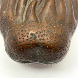 Striking Antique Chinese Bronze Buddha's Hand (Citron) Box with Blue Enamel Interior