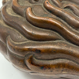 Striking Antique Chinese Bronze Buddha's Hand (Citron) Box with Blue Enamel Interior