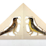Two Birds, Four Birds, Earlier 20th Century Paper Cut with Watercolor and Ink